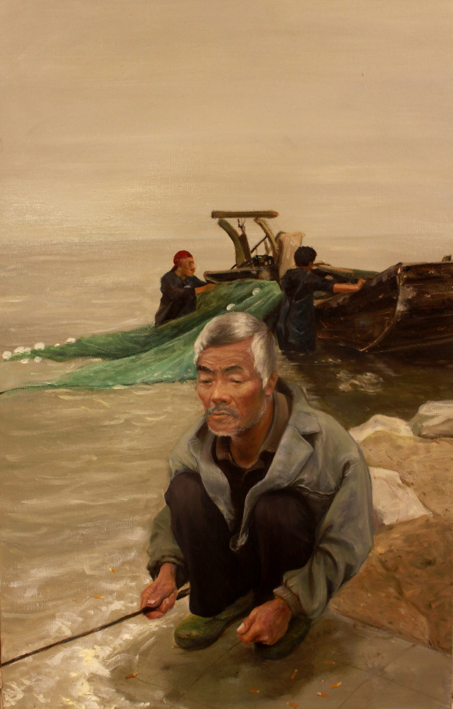 渔翁_布面油画_油画_宝甄网