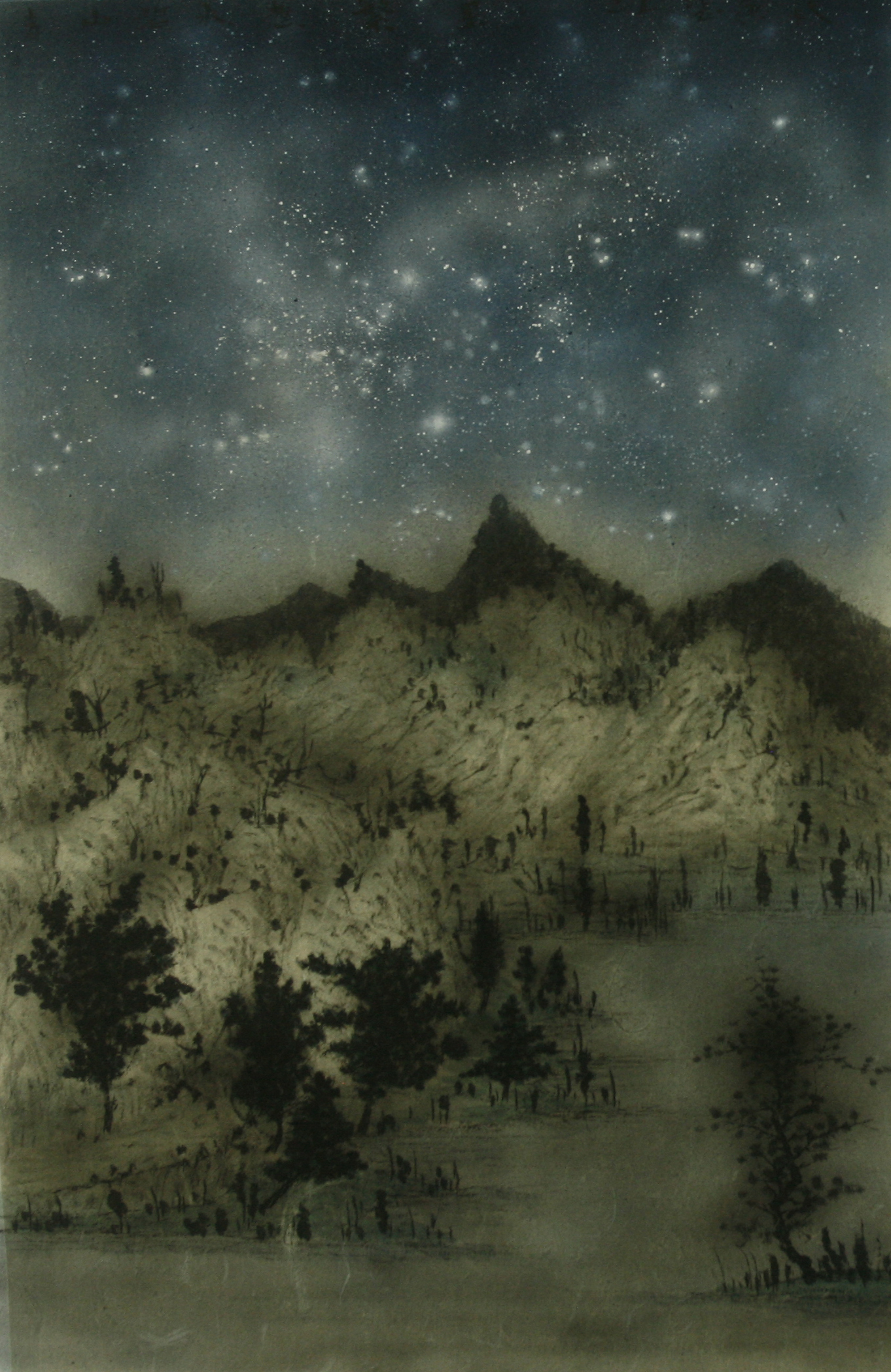 梦幻星空01_纸本水墨_国画_宝甄网