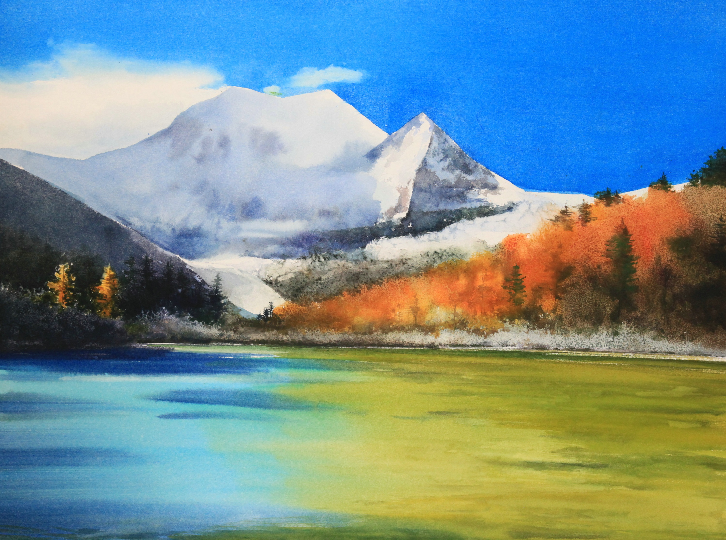 雪山_纸本水彩_水彩_宝甄网