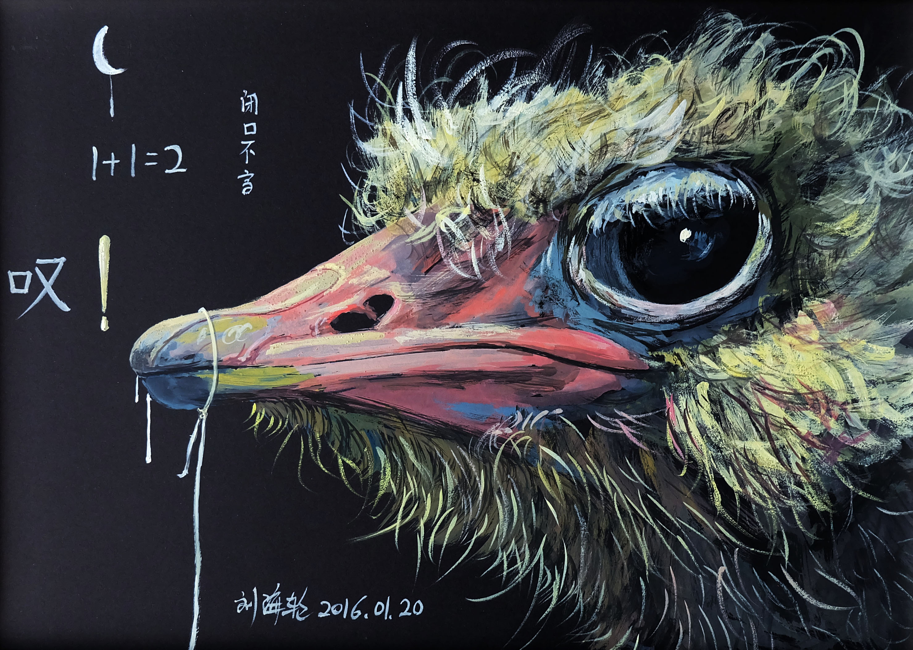 鸵鸟先生_水彩_宝甄网