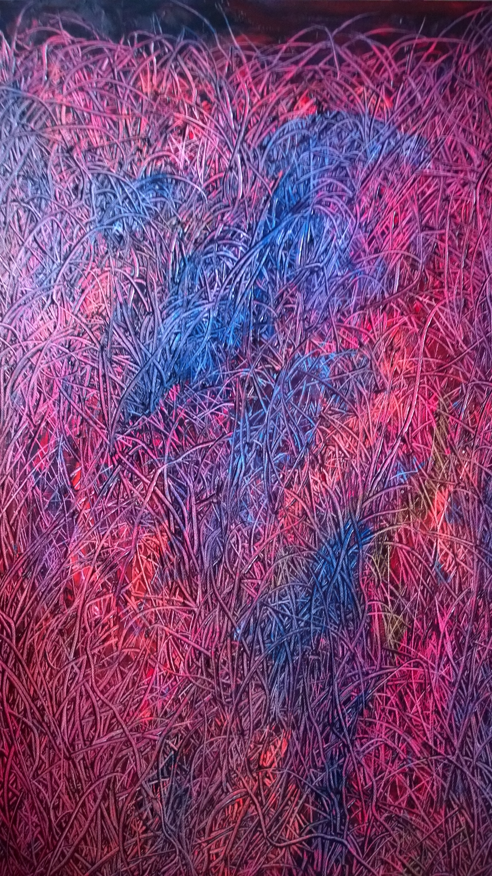 红蓝的草地_布面油画_油画_宝甄网