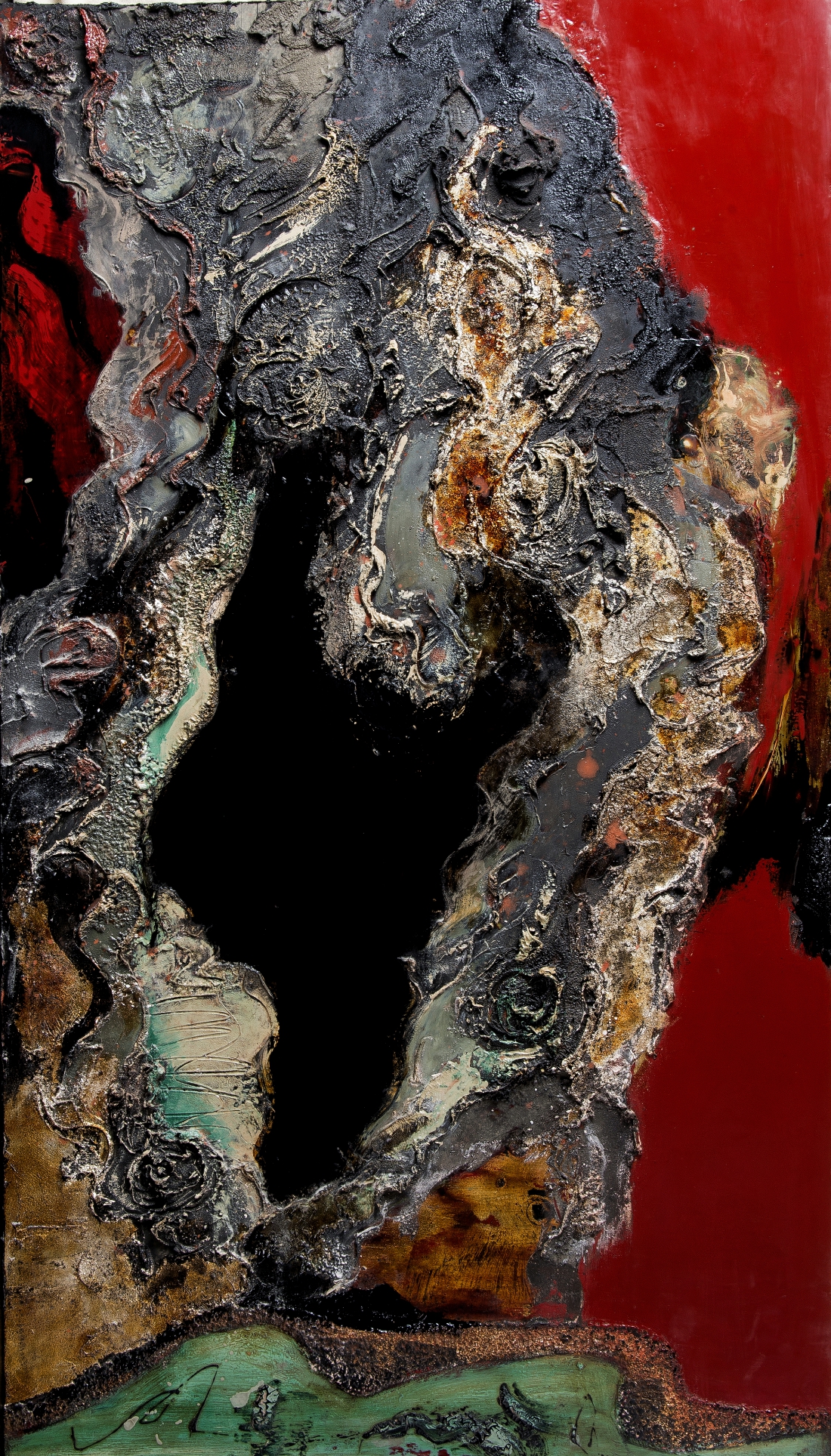 沟壑_漆画_宝甄网