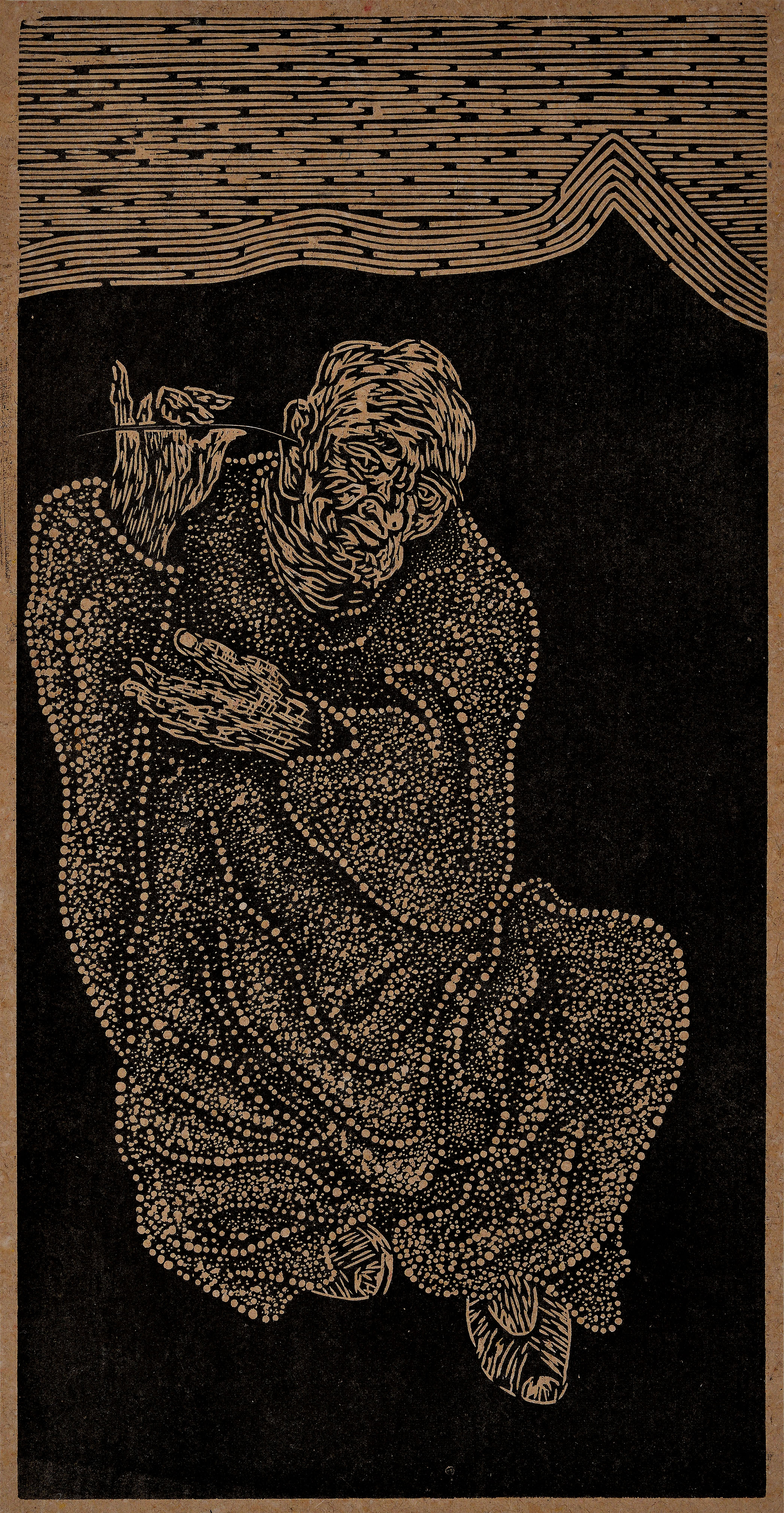 掏耳罗汉_木版_版画_宝甄网