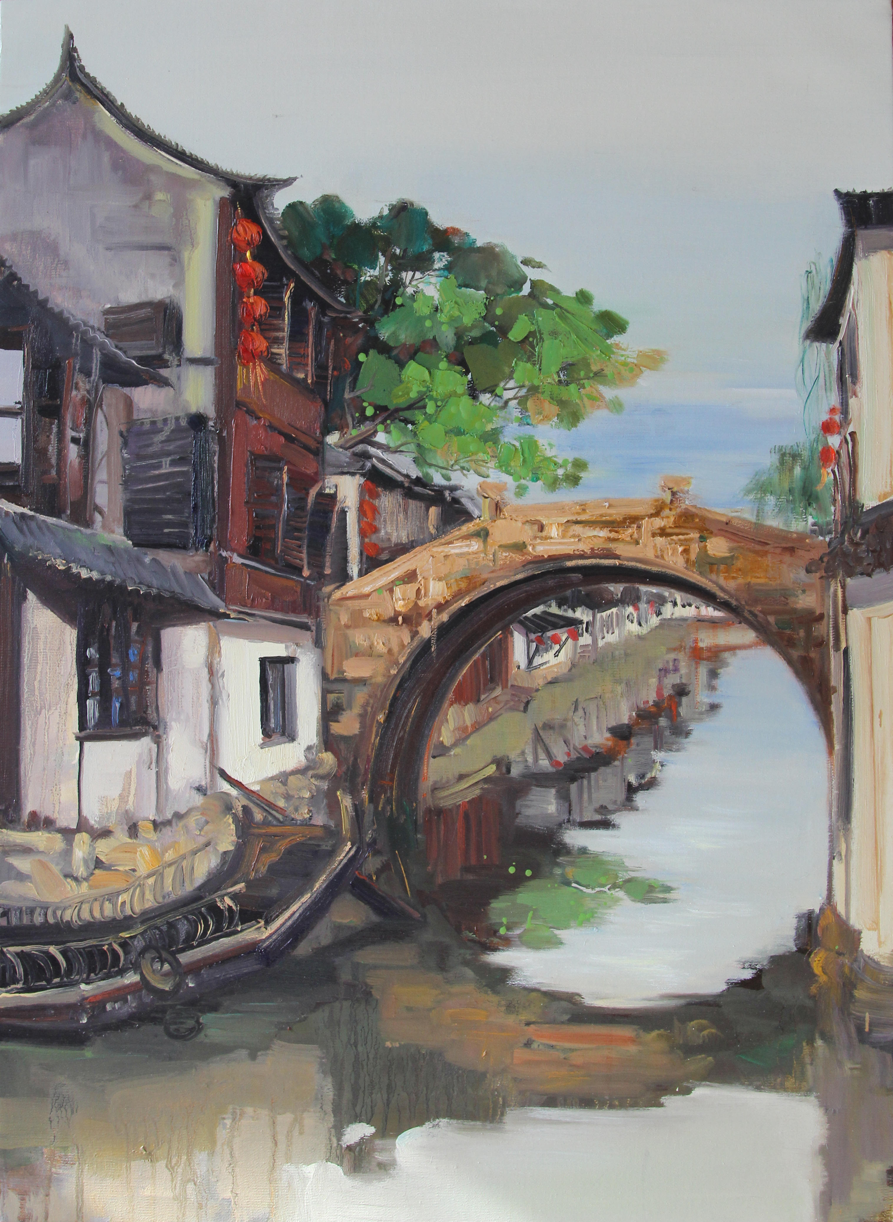 烟雨江南2_布面油画_油画_宝甄网