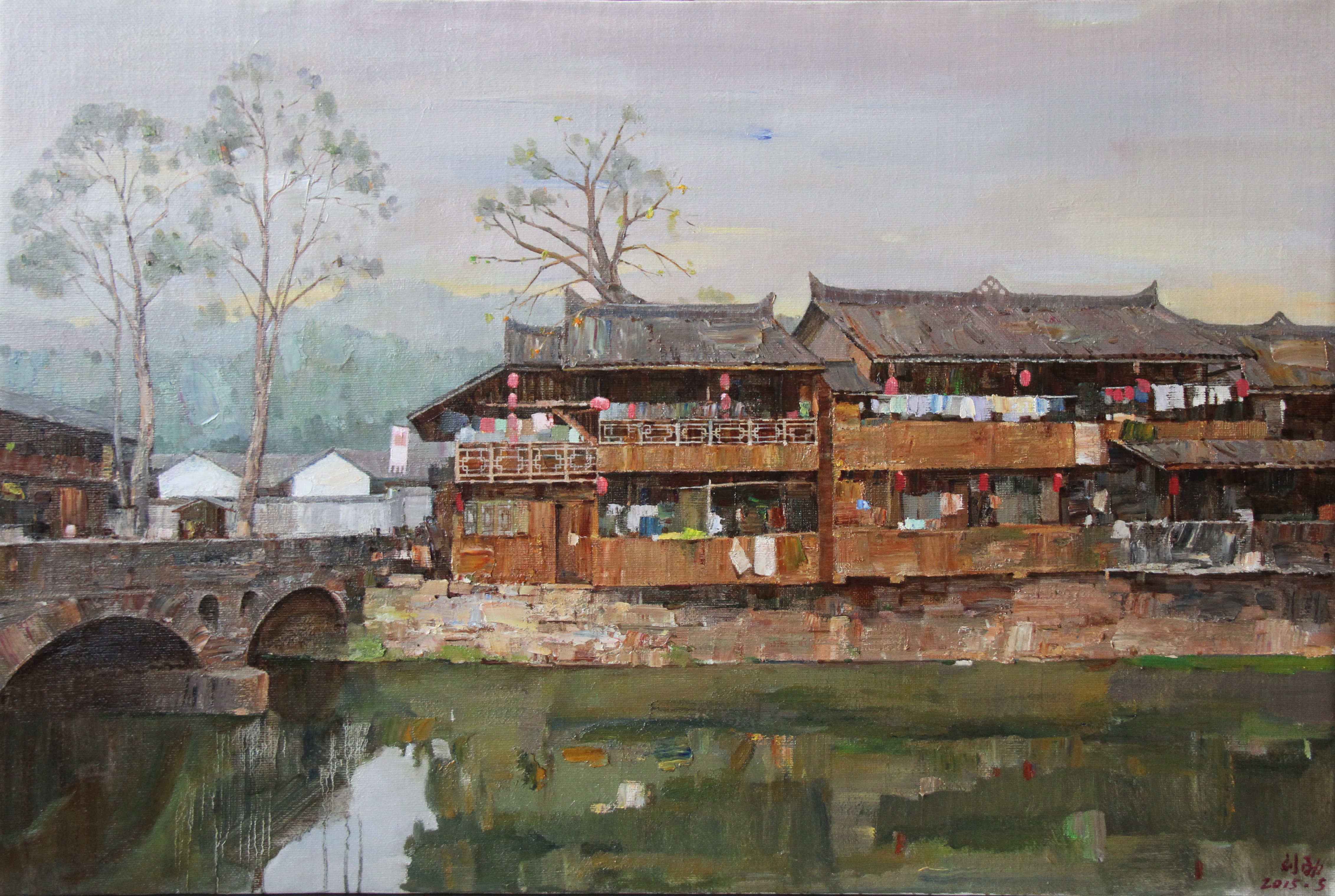 古镇岁月之 二_布面油画_油画_宝甄网