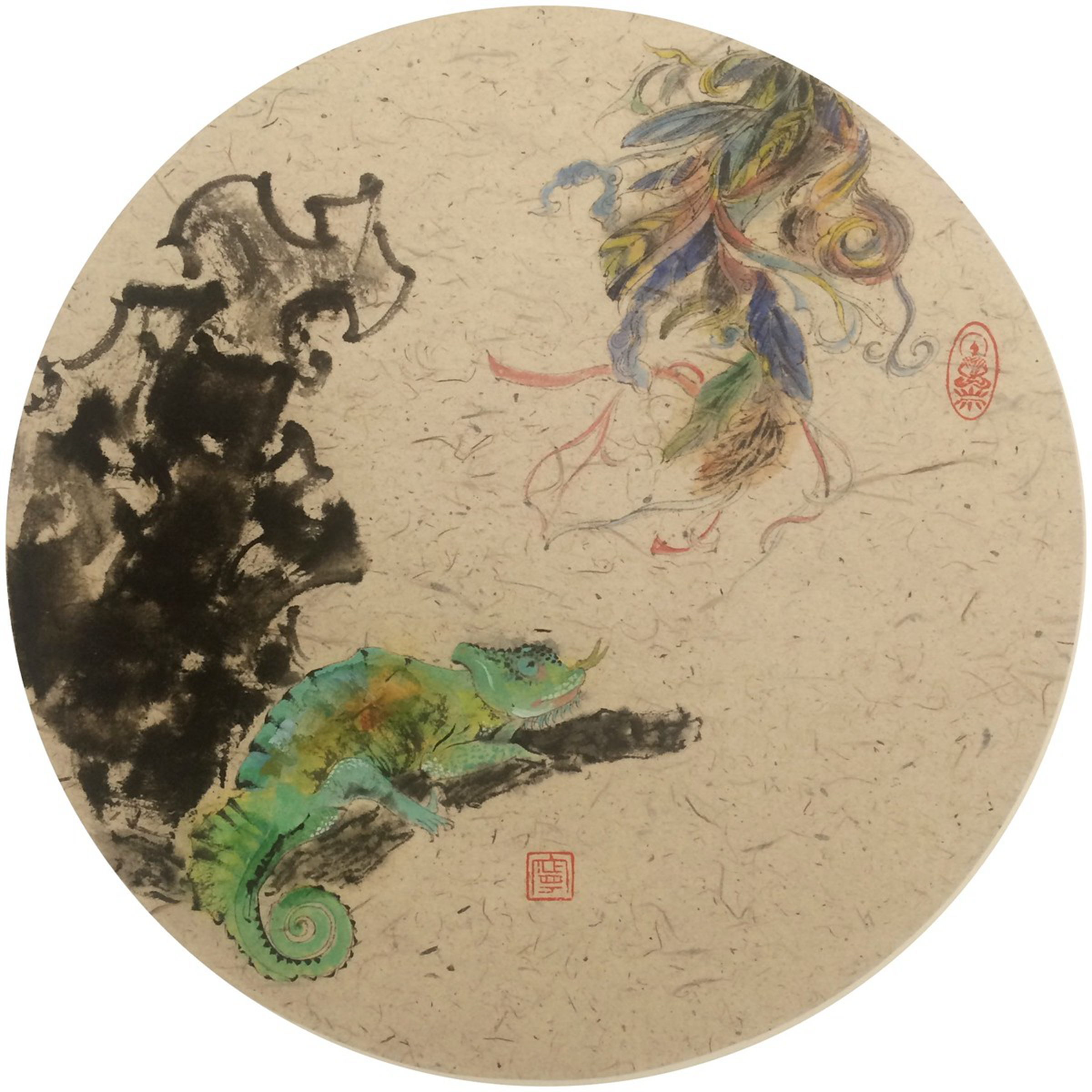 张望_纸本设色_国画_宝甄网