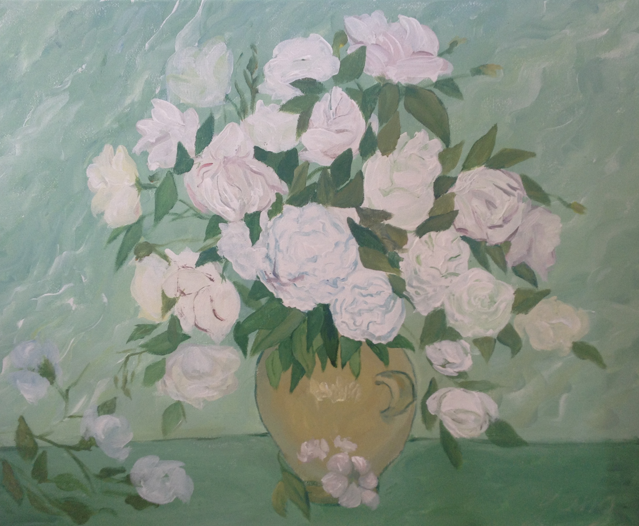 白玫瑰_布面油画_油画_宝甄网