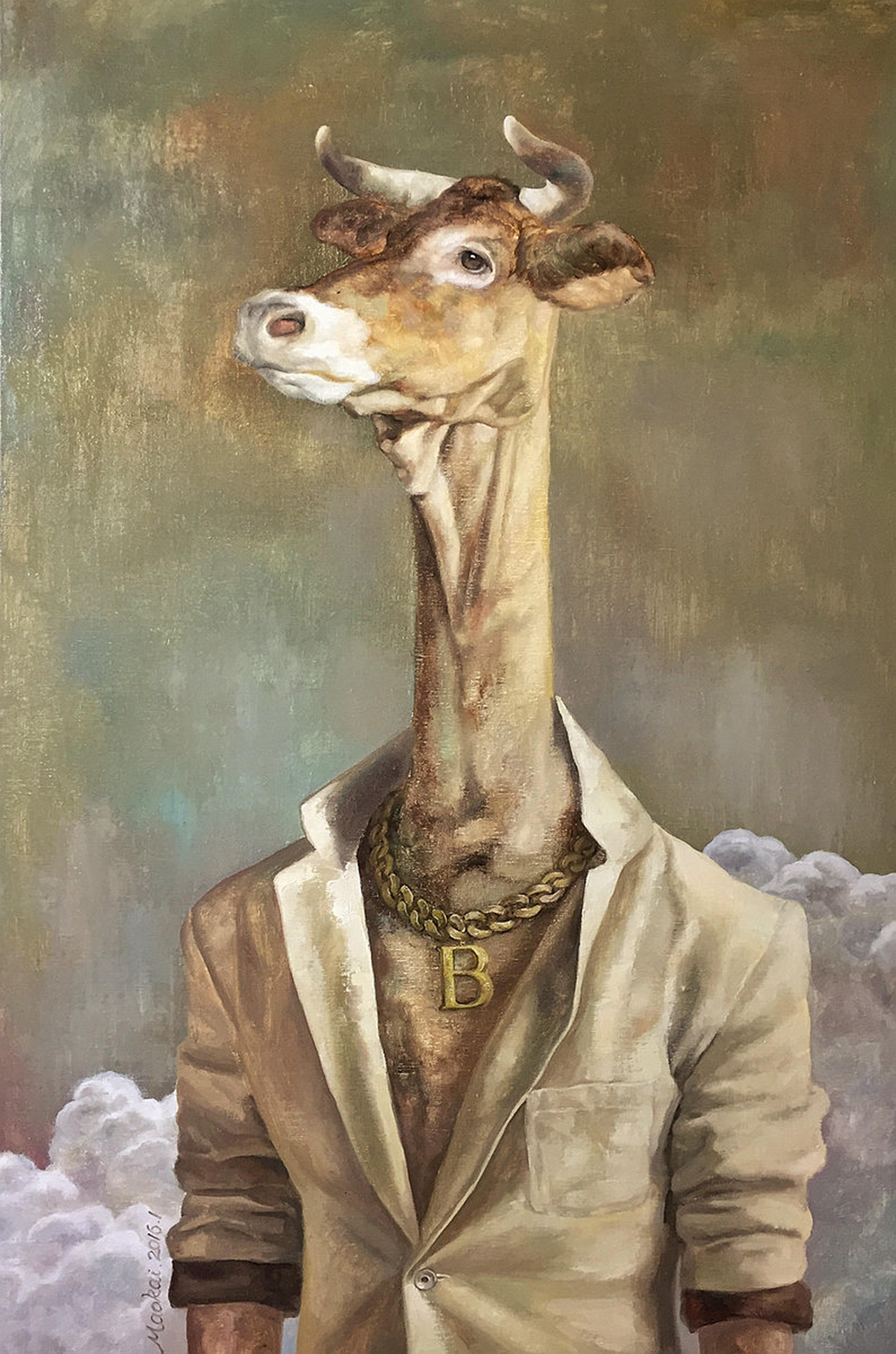 高等动物之牛b_布面油画_油画_宝甄网