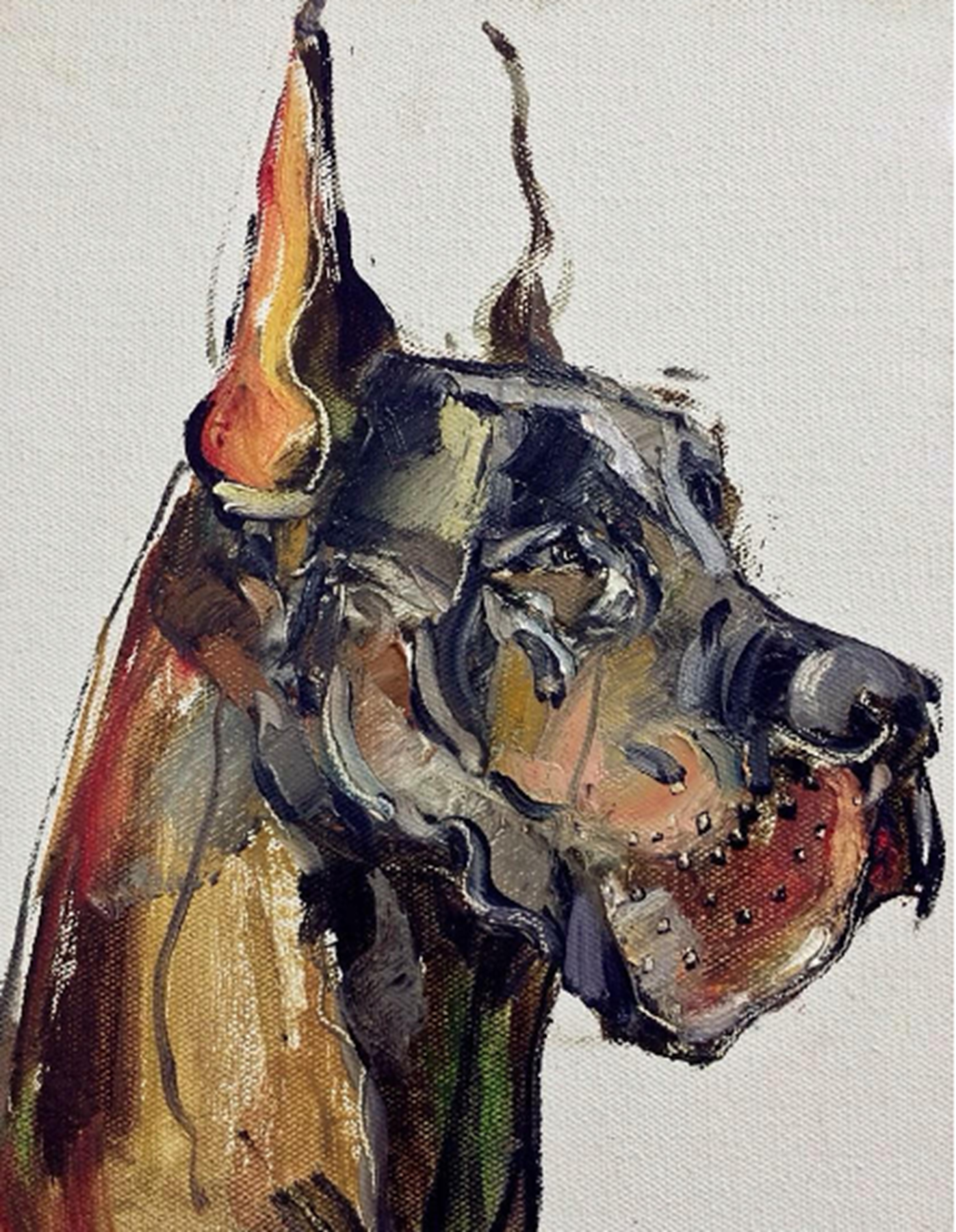 杜宾犬no.4_布面油画_油画_宝甄网