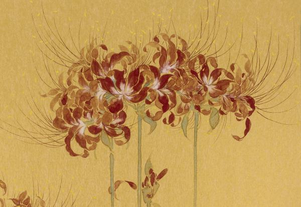 彼岸花_纸本设色_国画_宝甄网