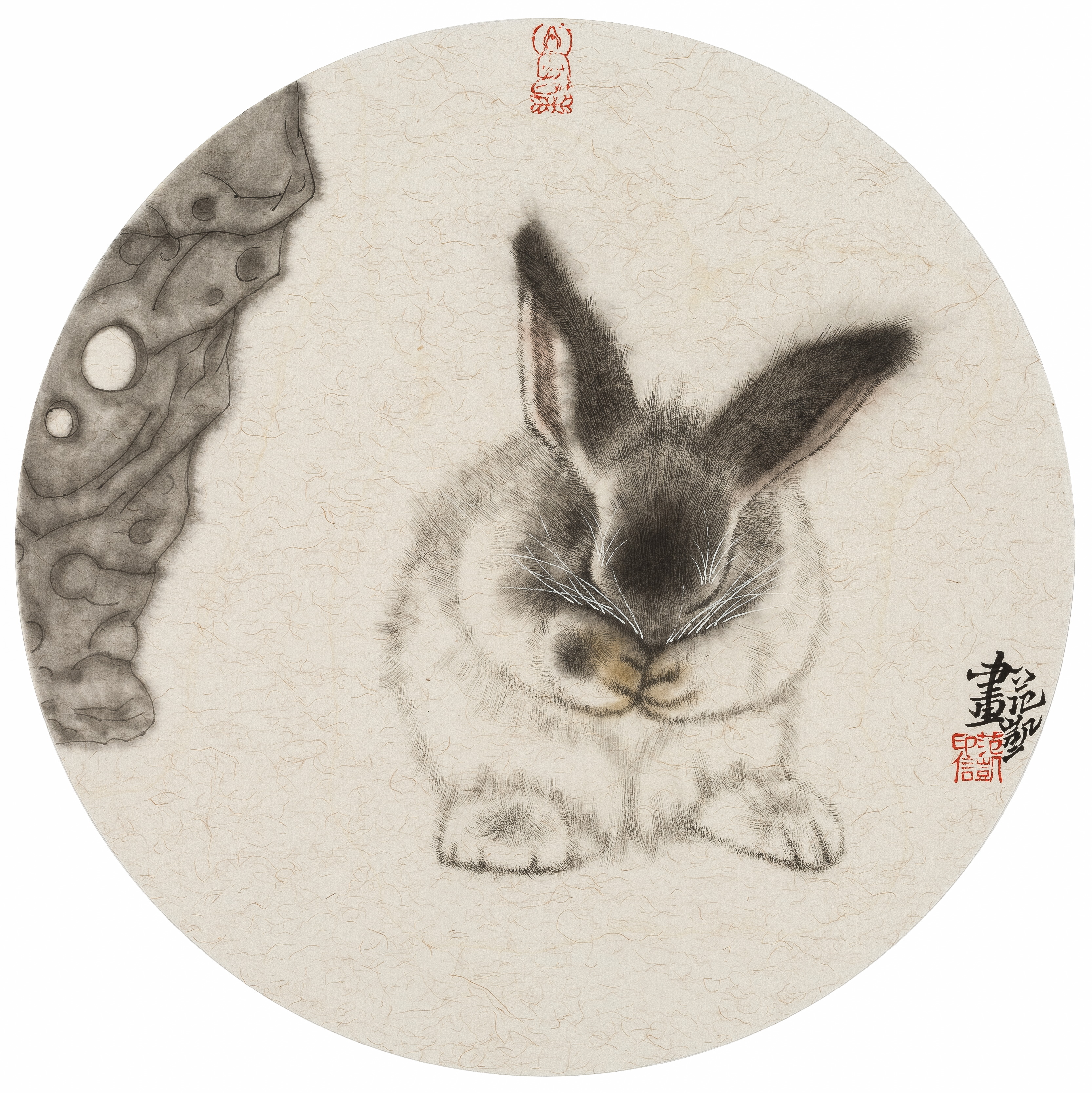 萌兔系列9_纸本设色_国画_宝甄网