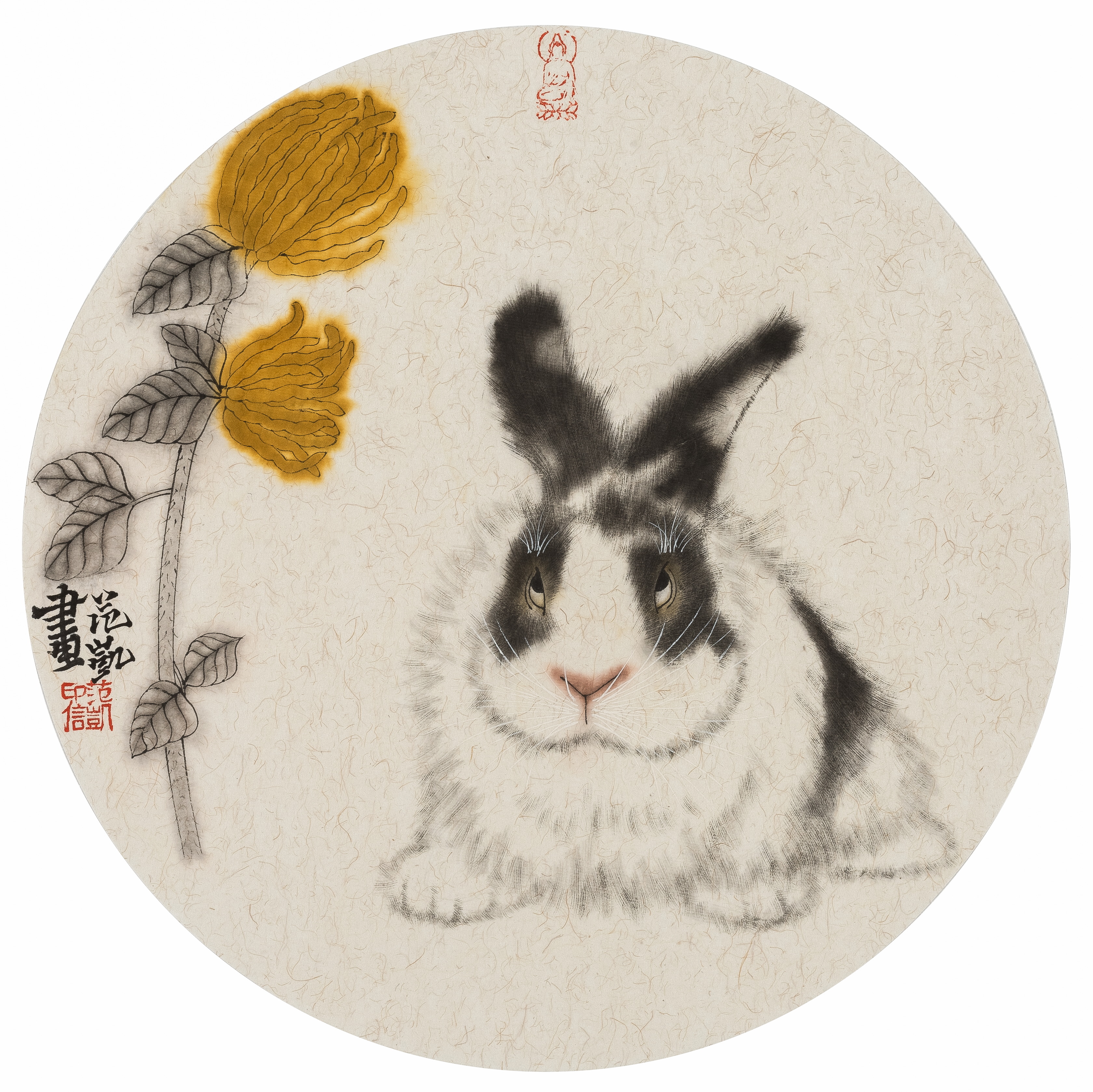 萌兔系列18_纸本设色_国画_宝甄网