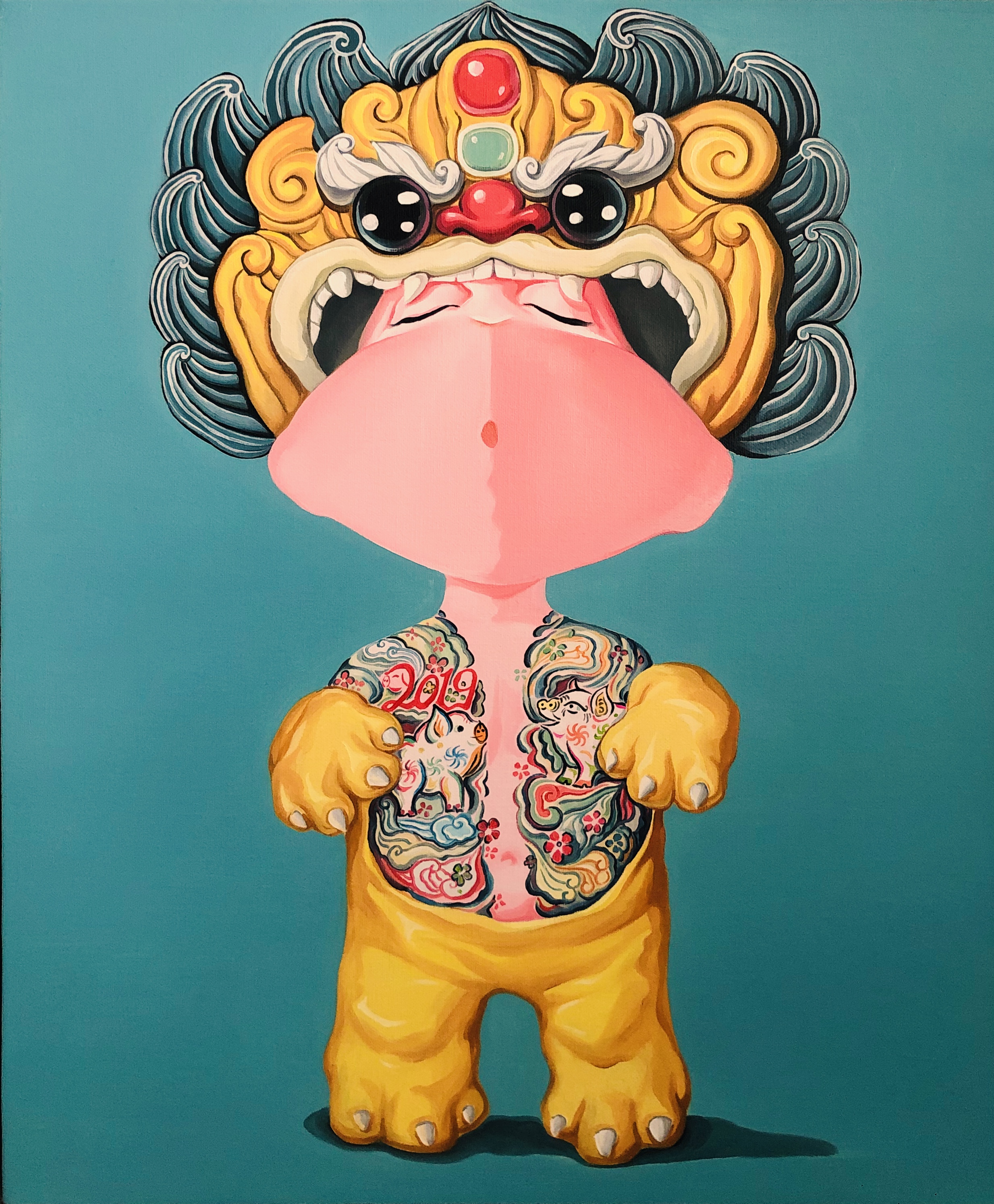 唐狮_布面油画_油画_宝甄网