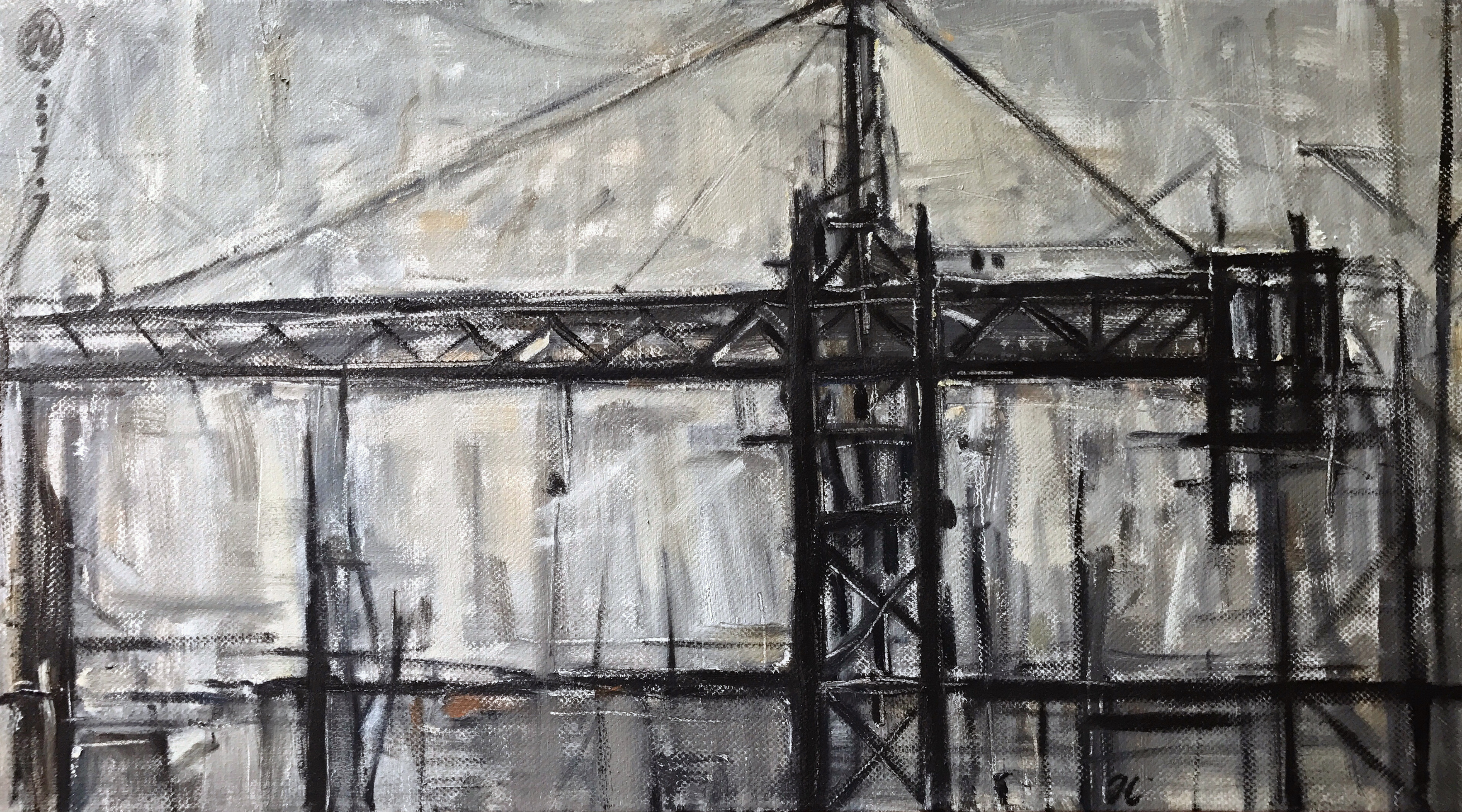 最后的塔吊_布面油画_油画_宝甄网